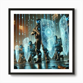 A Futuristic Sci Fi Scene Showcasing Shieldbearers Art Print