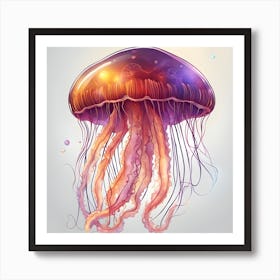 Jellyfish Orange & Purple Art Print