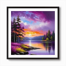 Sunset By The Lake 78 Art Print