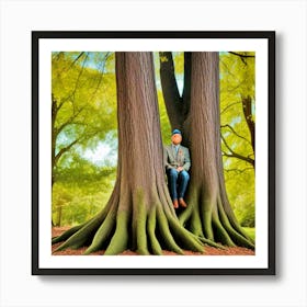 Man Sitting In Trees Art Print