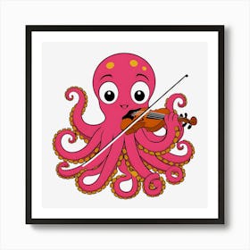 Octopus Playing Violin Art Print