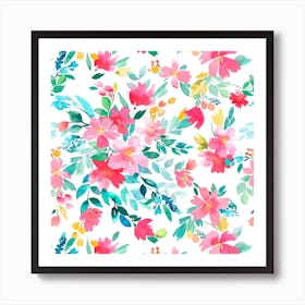 Summer Fresh Floral Square Art Print