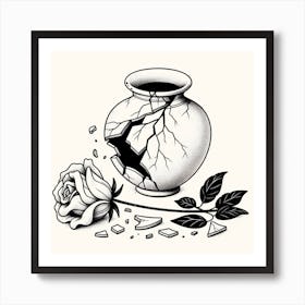 Broken Vase and flower Dreamscape Art Print