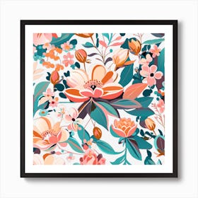 Oil Seamless Spring Floral Pattern Art Print