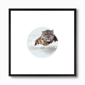 Snow Leopard Collage Square Art Print