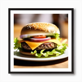 Hamburger On A Plate 3 Art Print