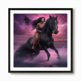 Woman Riding A Horse 3 Art Print