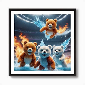 Ice and fire teddy bears  Art Print