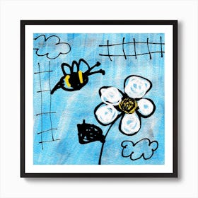 Bee And Flower Art Print
