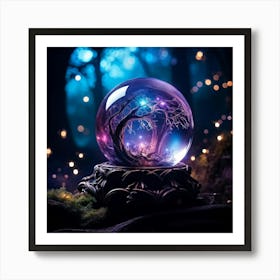 A Captivating Magic Ball Resting In The Embrace Of A Shrouded Dark Fairy Tale Background Emanatin Art Print