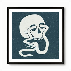 Skull And Snake Lino Block Print Art Print