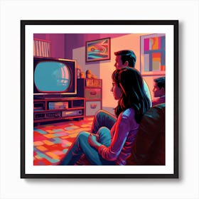 Tv In The Living Room Art Print