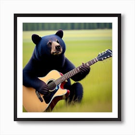 Bear Playing Guitar Art Print