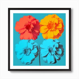 Andy Warhol Style Pop Art Flowers Marigold 2 Square Art Print
