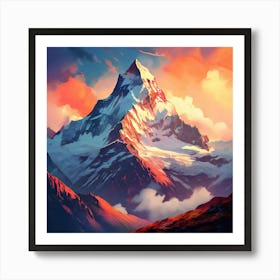 Mountain At Sunset Art Print