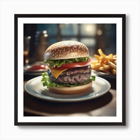 Hamburger On A Plate 98 Art Print