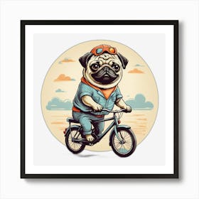 Pug Riding A Bike Art Print