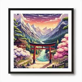 Japanese landscape 1 Art Print