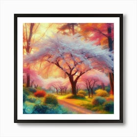 Cherry Blossom Trees In Full Bloom (8) Art Print