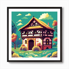 Pixel Art Medieval House Poster 3 Art Print