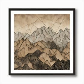 Vintage Abstract Mountain Range Art Print