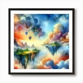 Islands In The Sky (In Watercolour) Style D Art Print