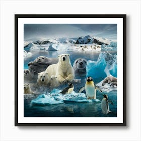 Polar Bears And Penguins Affiche