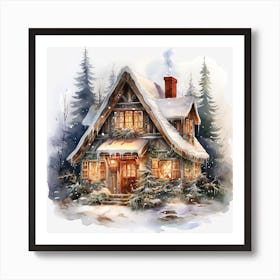 Christmas House In The Woods 2 Art Print