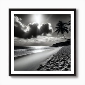 Black And White Beach 20 Art Print