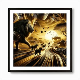 Lions In The Sunset Art Print