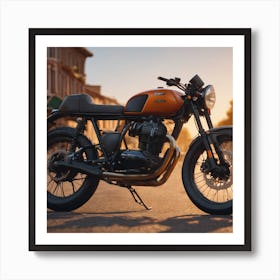 Orange Motorcycle Art Print