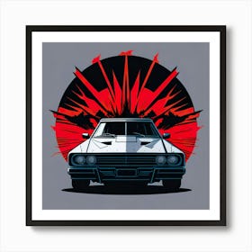 Car Red Artwork Of Graphic Design Flat (17) Art Print