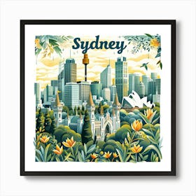 Sydney Cityscape PostCard Artwork Art Print