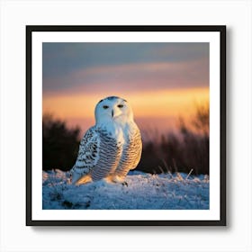 Firefly Majestic Snowy Owl In Serene Winter Sunrise 74383 (2) Art Print