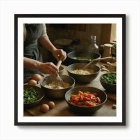 Woman Preparing Food In The Kitchen 1 Art Print