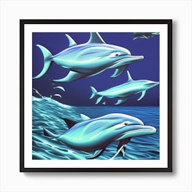 Dolphins In The Ocean Art Print