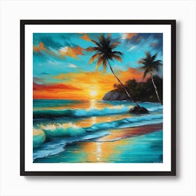 Sunset At The Beach 761 Art Print