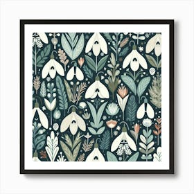 Scandinavian style, snowdrop pattern 3 Art Print