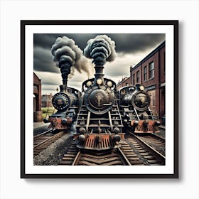 Steam Trains created using Imagine AI Art Art Print