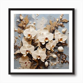 Pattern with Cream Orchid flowers 1 Art Print