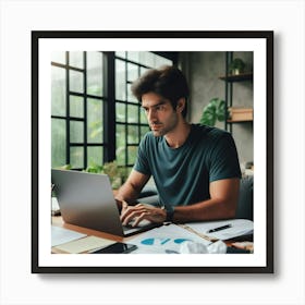 Man Working On Laptop 5 Art Print