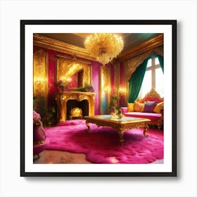 Futuristic Beautiful French Mansion Interior Glamo (27) Art Print