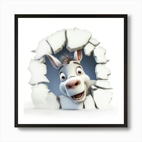 Donkey Peeking Through A Hole Art Print