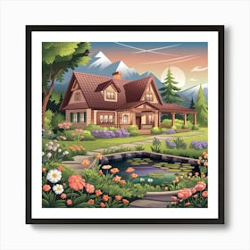 Garden Cottage In The Countryside 1 Art Print