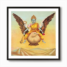 Goddess Sarasvati (1890–20), Vintage Hindu Goddess Illustration Art Print