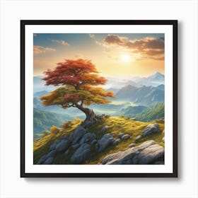 Lone Tree In The Mountains 6 Art Print