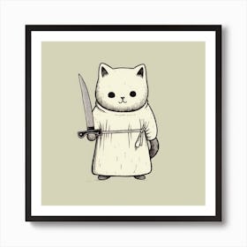 Cat With A Knife Art Print