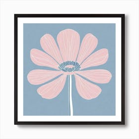 A White And Pink Flower In Minimalist Style Square Composition 493 Art Print