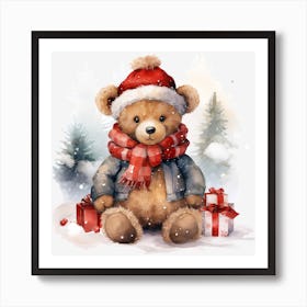 Christmas Teddy Bear Art Print