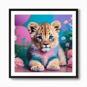 Lion Cub pastels Art Print